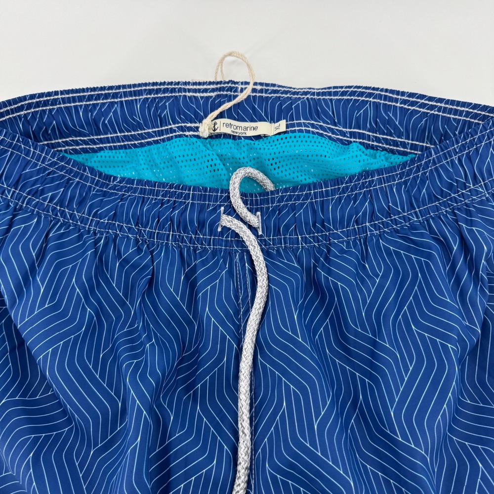 Retromarine Swim Trunks Men XL Blue Geometric Wave Print Anchor Logo NWT $155 - Picture 7 of 10